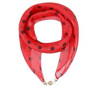 Elerevyo Women's 1950s Polka Dots Chiffon Square Scarf, Retro Pendant Necklace Scarves with Magnetic Buckle Red 65x65cm/25.6x25.6