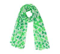 Elerevyo Women's Four-Leaf Voile Scarf, Lightweight Long Silky Head Wrap Bandanas Scarves for St. Patrick's Day Green One Size