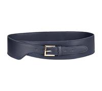 Elerevyo Womens Obi Waist Belt, Vintage Faux Leather Buckle Wide Belts Waistband for Dress Coat Navy Blue 70-75cm/27.56-29.53"
