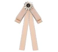 Elerevyo Women's Pre-Tied Neck Tie Ribbon Elegant Bowknot Bowtie Bow Tie Brooches Khaki One Size
