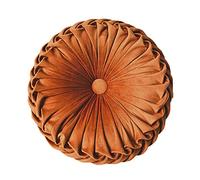 Elero Round Throw Pillow Velvet Home Decoration Pleated Round Pillow Cushion for Couch Chair Bed Car Orange 1