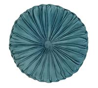 Elero Round Throw Pillow Velvet Home Decoration Pleated Round Pillow Cushion for Couch Chair Bed Car Lake Blue
