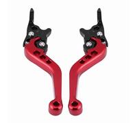 EBTOOLS Adjustable Brake Levers Motorcycle - Motorcycle Double Disc Brake Handle,Universal Motorcycle Scooter Modified CNC Aluminum Alloy Double Disc Brake Lever Horn Adjustable (1 Pair)(Red)