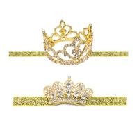 Elesa Miracle Baby Hair Accessories Baby Girl's Gift Box with Shiny Tiara Crown Headband Set (2pc- Gold)