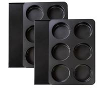 Elesinsoz 2 Pcs Muffin Top Pan with Lid, 3.6 Inch Non-Stick 6 Cup Straight Muffin Pan Cupcake Pan, Hamburger Bun Pan for Baking Egg Sandwich Frittata Cinnamon Roll