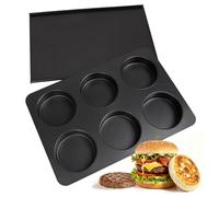 Elesinsoz 6 Cup Jumbo English Muffin Pan with Lid, Nonstick Straight Side Baking Pan, Hamburger Burger Bun Mold for Baking Egg Sandwich Frittata Cinnamon Roll Focaccia Quiche Pancake