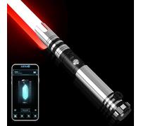 ELESKOCO Duel Lightsaber Smooth Swing 16 Colours Lightsaber - Motion Control Metal Handle 16 Mode Sounds FX Lightsaber for Adults & Children, USB Charging, Black