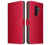ELESNOW Case for Samsung Galaxy S9 Plus, Premium Leather Flip Phone Case Cover with Magnetic Closure Compatible with Galaxy S9 Plus (Red)