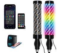 Elesovu 2PCS 1FT Fat Whip Lights with Spring Base, Thick LED Whip Lights with App & Remote Control,Spiral RGB Chasing Lighted Antenna Whips with Rocker Switch,Music Whip Light for UTV ATV Can-Am Truck