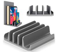 Elestoria Multiple Laptop Holder Vertical - Adjustable Laptop Vertical Stand Holds 5 Devices, Fits All MacBooks Laptops Tablets and Mobiles (up to 17.3”). Closed Upright Vertical Laptop Stand for Desk