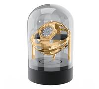 Elestoria Orbit Watch Winder - Single Automatic Watch Winder with Glass Display Cover | Quiet Motor, Gyroscope Rotation, Luxury Mechanical Watch Winder Box, Gold