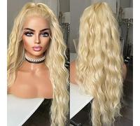 ELESTY 13 x 3.5 Blonde 613 Coloured Synthetic Hair Wigs for Women Glueless Long Curly Curly Free Wig Lace Front Cosplay Drag Queen