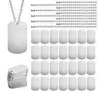 Elesunory 100 Pcs Military Dog Tags Set, 50 Pcs Aluminum Blank Dog Tags, 50 Pcs Iron Necklace Chain, Engraved for Pets, Perfect for DIY Decorative Craft Pet ID Tags, Silver