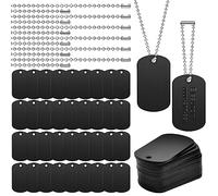 Elesunory 100Pcs Military Dog Tags Set, 50 Pcs Aluminum Blank Dog Tag and 50 Pcs Iron Necklace Chain, Dog Tags Personalized for Pets, Suitable for Laser Engraving