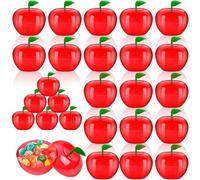 Elesunory 50 Pcs Plastic Apple Container, Christmas Apple Container, Mini Red Clear Apple Container, Apple Decorations for Party, Halloween, Teacher Gifts, Back to School, Wedding, Valentine, Candy