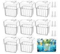 Elesunory 8 Pcs Clear Acrylic Aquarium Plant Holder Aquarium Plant Hanging Fish Tank Cup Pots Aquascape Decoration for Aquaponic Cultivation Water Feature Decoration