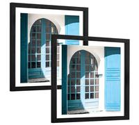 eletecpro 12x12 Floating Picture Frames Set of 2, Clear Double Glass Picture Frames for Wall Mount, Display Multi-size Photos and Artworks up to 12x12 Inches, Home Decor, Black