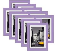 eletecpro 5x7 Picture Frames Set of 10, Picture Frame Collage Wall Decor Display 4x6 Photo with Mat or 5x7 Without Mat, Home Decor Gallery Frame for Table Top or Wall Mounting, Purple