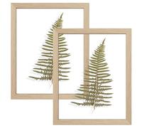 eletecpro 8x10 Solid Oak Wood Picture Frame with Real Glass Cover, Wooden Floating Frames Display Photo for Multiple Size up to 8x10 for Wedding, Party, Home Decor, 2 Pack