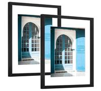 eletecpro Floating Picture Frame, 11x14 Inch, 2 Pack Real Glass Picture Frames for Wall Mounting, Vertical or Horizontal Display, Photos and Artworks up to 11x14 Inch, Home Decor, Black