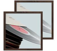 eletecpro Vinyl Record Frame, 12.5 x 12.5 in, Walnut Brown, 2 Pack