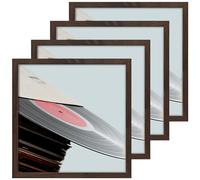 eletecpro Vinyl Record Frame, 12.5 x 12.5 in, Walnut Brown, 4 Pack