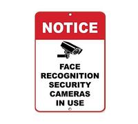 Eletina Metal Sign Aluminum Sign Notice Face Recognition Security Cameras in Use for Outdoor & Indoor 12"" x 8""