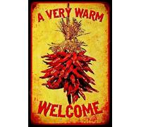 Eletina Retro Metal Chilli Pepper Welcome Metal Sign New Mexico Ristra Restaurant Sign Funny Home Cave Garage Bar ation Vintage Metal Sign 8x12 Inch