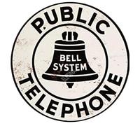 Eletina Retro Metal tin Sign Bell System Public Telephone Reproduction Sign Sign Funny Home Cave Garage bar Wall Decoration Vintage Metal Sign Round 12'' Diameter