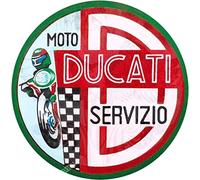 ELETINA Retro Metal tin Sign Ducati Service Sign Vintage Circular Retro Plate Sign Exterior Home Cave Garage bar Wall Decoration Vintage Metal Sign 8 x 12 inch