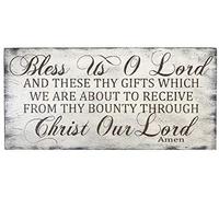 Eletina Rustic Wooden Signs Bless Us O Lord Catholic Prayer Wallhanging Wall Decor Home Decor Farmhouse Chic Christian Sign Wall Art Decor Kitchen Cafe Pub Decor Gift 8x12 INCH, Wood17
