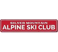 Eletina twinkle Metal tin Sign Alpine Ski Club, Personalized Mountain Lodge, Custom Family Cabin Decor, Ski Lodge Skiing, Ski Club 4x16 Inch Retro Look Home Bar Poster Wall Art Decoration