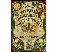 Eletina Vintage Metal Tin Sign Marijuana Leaf Cannabis Weed Iron Painting Reefer Grass Poster Sign Home Wall Art Decoration Retro Aluminum Sign 8x12 INCH