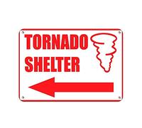 Eletina Warning Sign Fire Tornado Shelter with Left Arrow Hazard Sign Emergency Sign Business Sign 12X8 Inches Aluminum Metal Tin Sign
