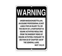 Eletina Warning Sign Massachusetts Law Equine Activist Not Liable On Injury Death Sign Business Sign 12X8 Inches Aluminum Metal Tin Sign