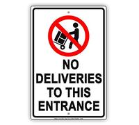 Eletina Warning Sign No Deliveries to This Entrance 12x18 Inches Aluminum Metal Sign