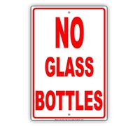 Eletina Warning Sign No Glass Bottles Safety Restriction Sign Business Sign 12X8 Inches Aluminum Metal Tin Sign