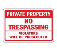 Eletina Warning Sign Private Property No Trespassing Violators Will Be Prosecuted Sign Business Sign 12X8 Inches Aluminum Metal Tin Sign