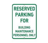 Eletina Warning Sign Reserved Parking for Building Maintenance Personnel Only Sign Business Sign 12X8 Inches Aluminum Metal Tin Sign