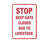 Eletina Warning Sign Stop Keep Gate Closed Due to Livestock Activity Sign Business Sign 12X8 Inches Aluminum Metal Tin Sign