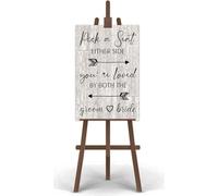 Eletina Wooden Signs/Rustic Wood Wedding Sign Pick A Seat Not A Side Sign Rustic Wedding Decor Country Wedding Kitchen Cafe Pub Decor, Wood wal Art, Rustic Wood Decor Gift 18x12 INCH