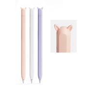ELETIUO 3 Pack Cute Ear Case Silicone Skin Cover Compatible with Apple Pencil 2nd Gen & Pro Accessories Compatible with Magnetic Charging and Double Tap(White, Pink,Purple)