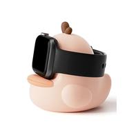 ELETIUO Charger Stand Compatible with Apple Watch Series 49/46/45/44/42/41/40/38mm iWatch Ultra2/Ultra/10/9/8/SE2/7/6/SE/5/4/3/2/1,Cute Duck Silicone Dock Station Compatible with Night Stand Mode,Pink
