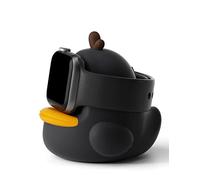 ELETIUO Charger Stand Compatible with Apple Watch Series 49/46/45/44/42/41/40/38mm iWatch Ultra2/Ultra/10/9/8/SE2/7/6/SE/5/4/3/2/1,Cute Duck Silicone Dock,Supports Night Stand Mode,Black
