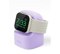 ELETIUO Charger Stand for Apple Watch Series 49/45/44/42/41/40/38mm iWatch Ultra/8/SE2/7/6/SE/5/4/3/2/1 Accessories,Silicone Charging Dock Station Organizer Compatible with Night Stand Mode,Purple
