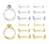 ELETIUO Filled Metal Ring Guard Set for Loose Rings,12 Pack 3 Sizes for Different Band Widths,Invisible Ring Size Adjuster Tightener Spacer Fitter for Any Ring Size,Golden+Silver Color, Silver