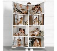 Eletizy Custom Flannel Blanket for Adult Kid, Personalized Photos Throw Blanket Single Sided Printing, Perfect Home Decor Gift Birthday Valentines Christmas (8 Photos, 100x150CM)