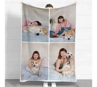 Eletizy Custom Flannel Blanket for Adult Kid, Personalized Photos Throw Blanket Single Sided Printing, Perfect Home Decor Gift Birthday Valentines Christmas (4 Photos, 80x120CM)