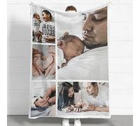 Eletizy Custom Flannel Blanket for Adult Kid, Personalized Photos Throw Blanket Single Sided Printing, Perfect Home Decor Gift Birthday Valentines Christmas (5 Photos, 120x175CM)