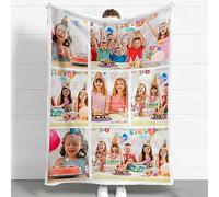 Eletizy Custom Flannel Blanket for Adult Kid, Personalized Photos Throw Blanket Single Sided Printing, Perfect Home Decor Gift Birthday Valentines Christmas (7 Photos, 100x150CM)